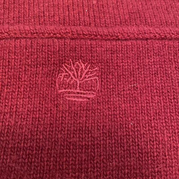Timberland Vtg Quarter Zip Wool Cashmere Blend Patch Elbow Maroon Size Medium - Picture 9 of 9